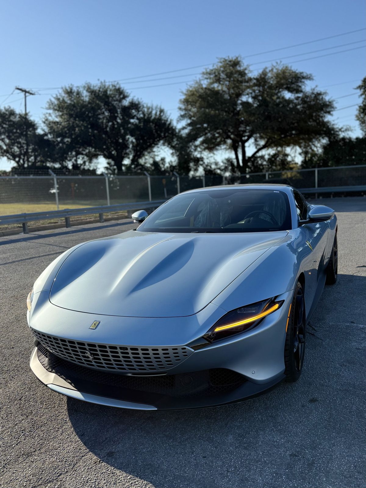 Silver-blue Ferrari Roma